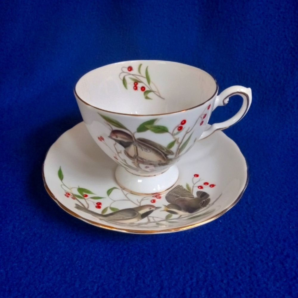 Vintage Bird Teacup with Saucer